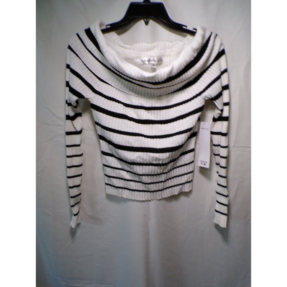 Madden Girl Women's Striped Ribbed Knit Cowl Neck Sweater Size M